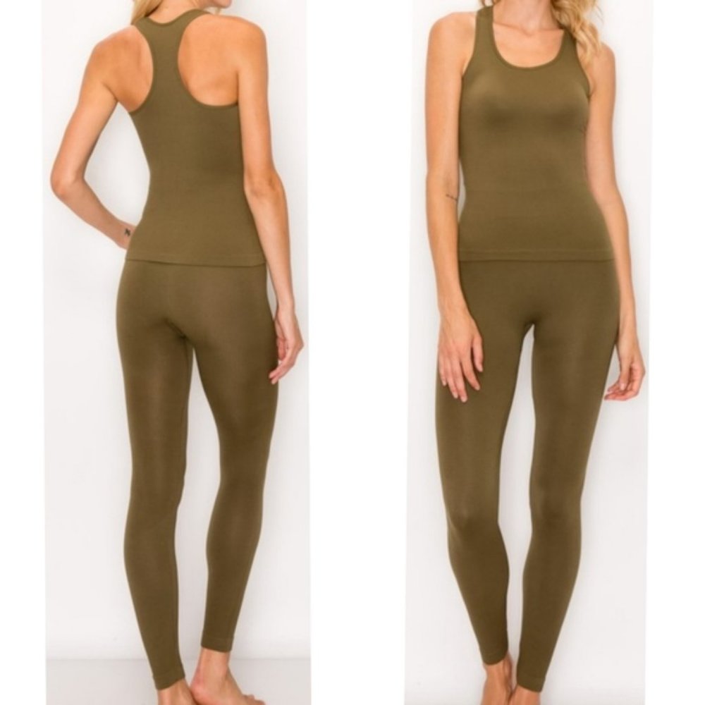 Kimberly Olive Racerback Tank and legging set